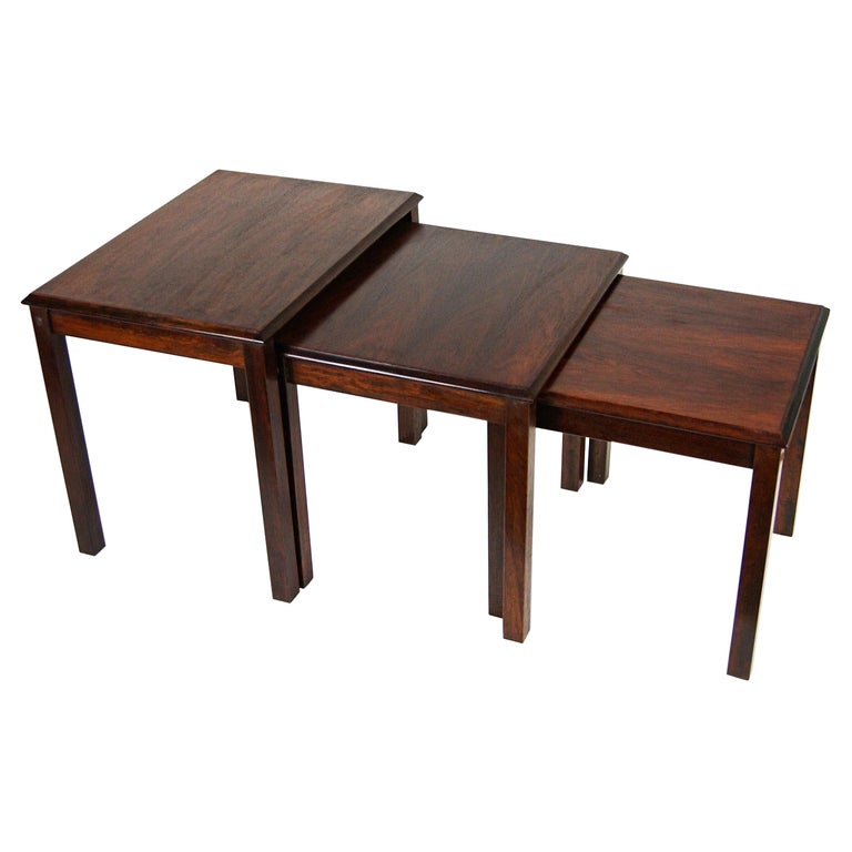 TRIOH Denmark Mid-Century Rosewood Nesting Tables For Sale