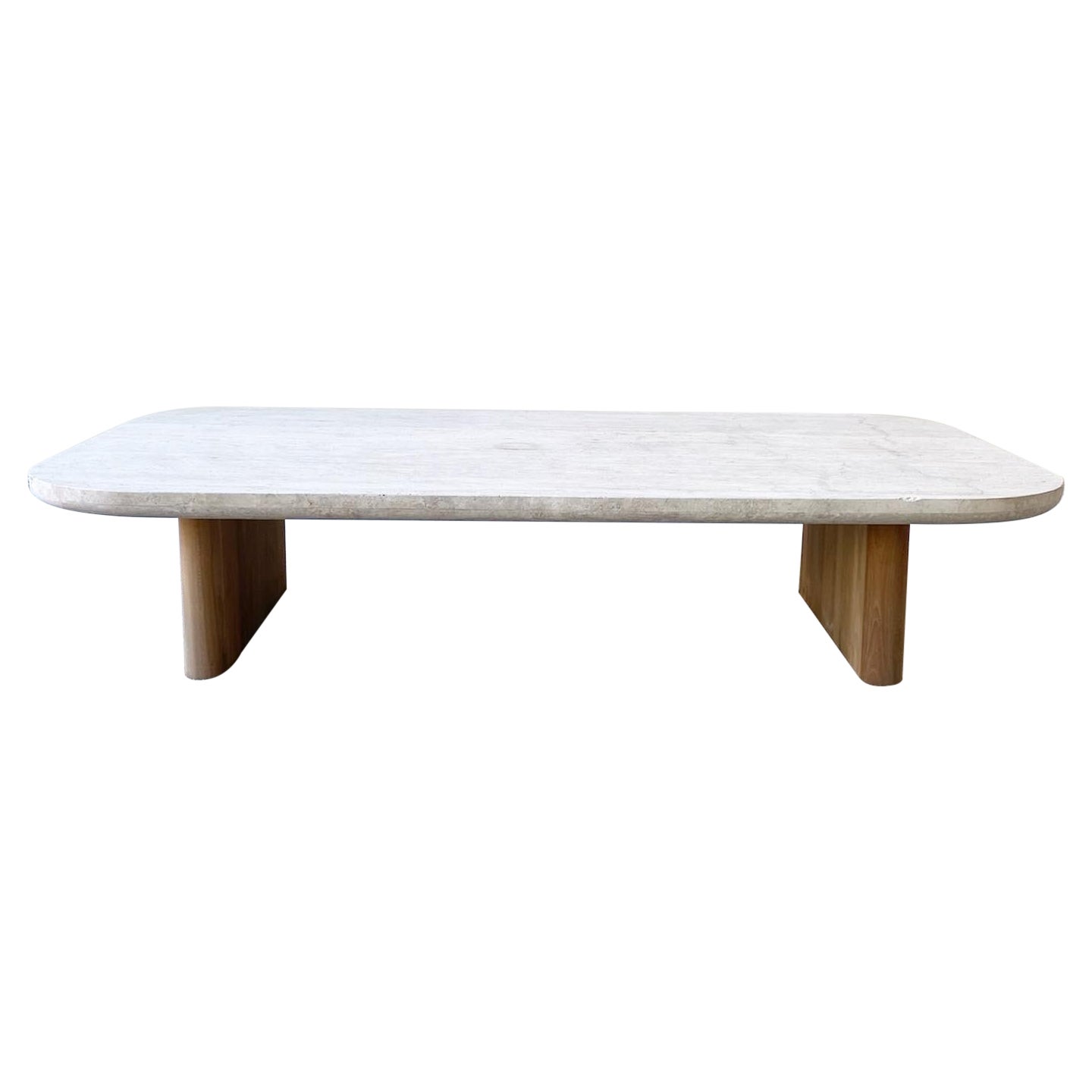 Victoria Teak Coffee Table with Travertine Top by Harbour