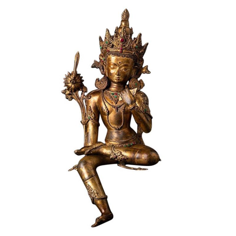 Old bronze Nepali Manjushri statue from Nepal For Sale at 1stDibs