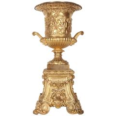 19th French Century Gilt Bronze Centerpiece Vase After the Antique