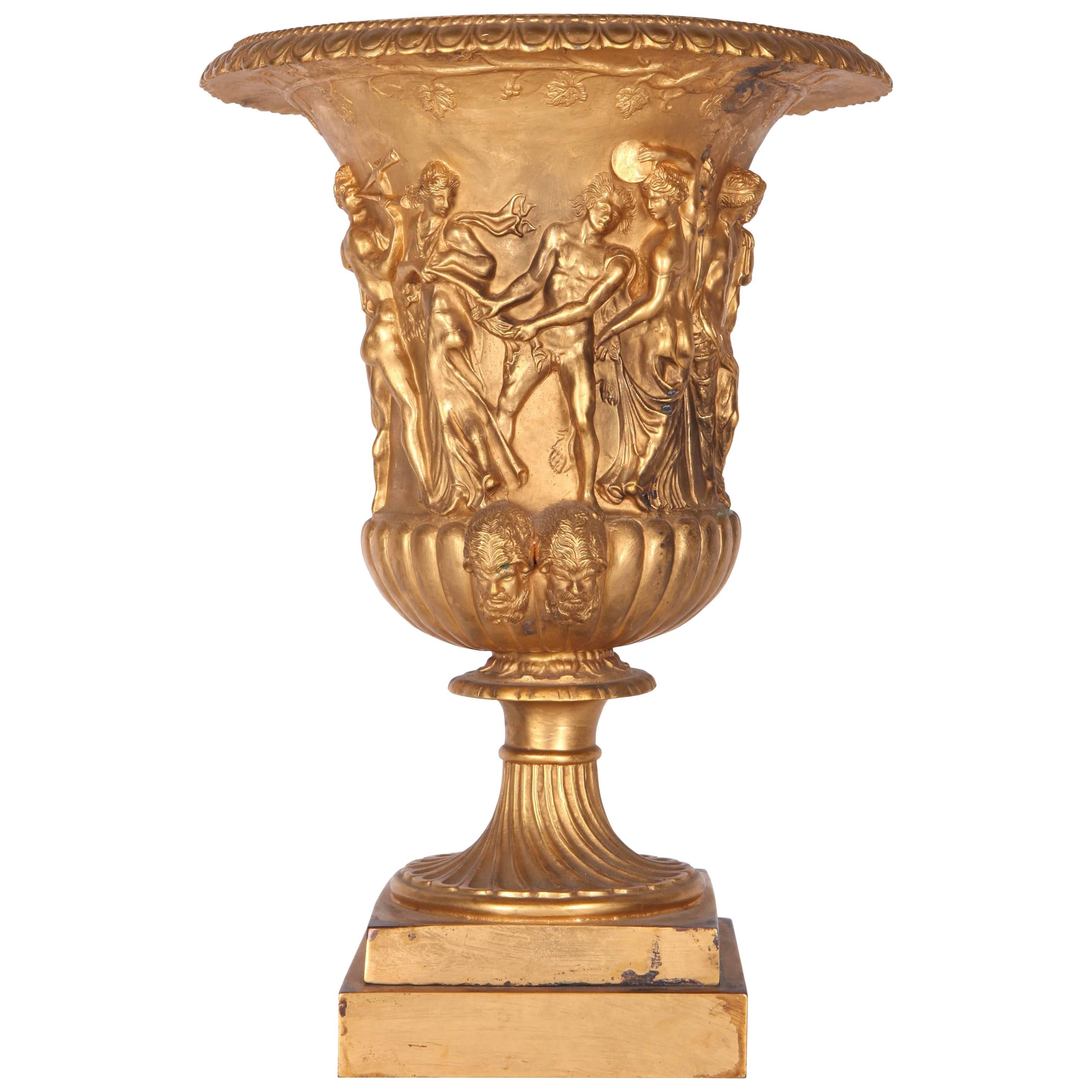 19th Century French Gilt Bronze Urn After the Antique For Sale