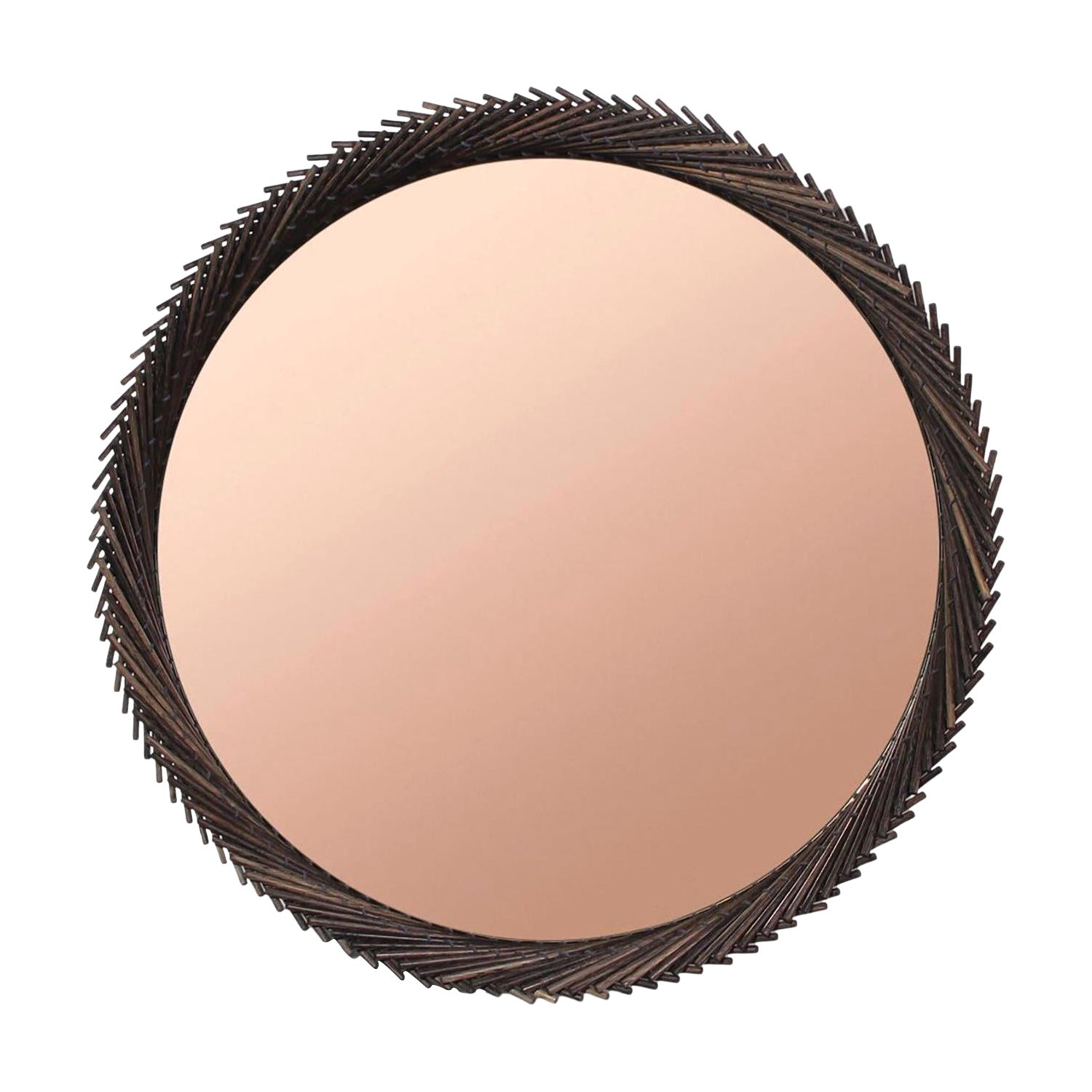 Miroir rond en Oak Oak 24' par Indo Made en vente