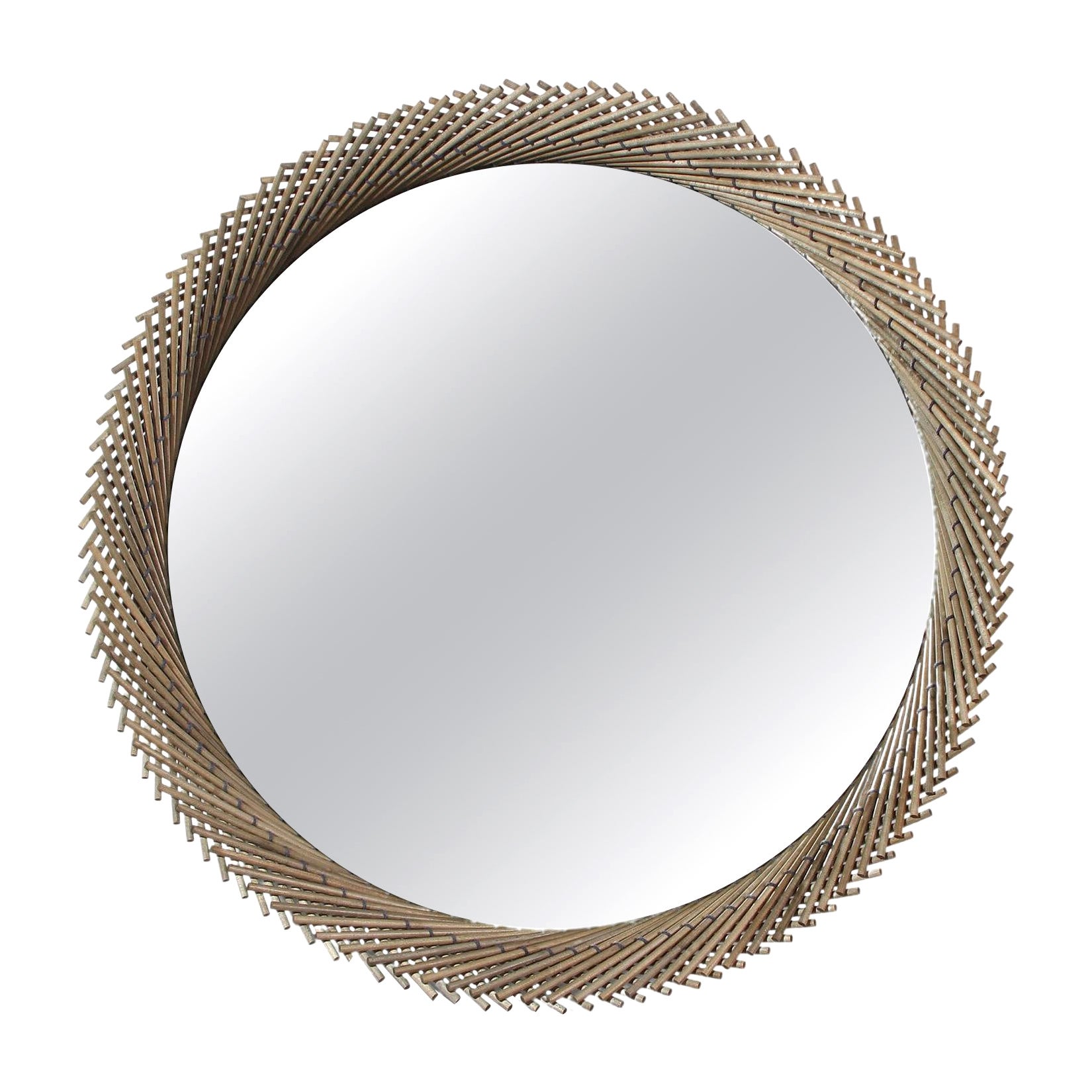 Mooda Maple Round Mirror 30' by Indo Made For Sale