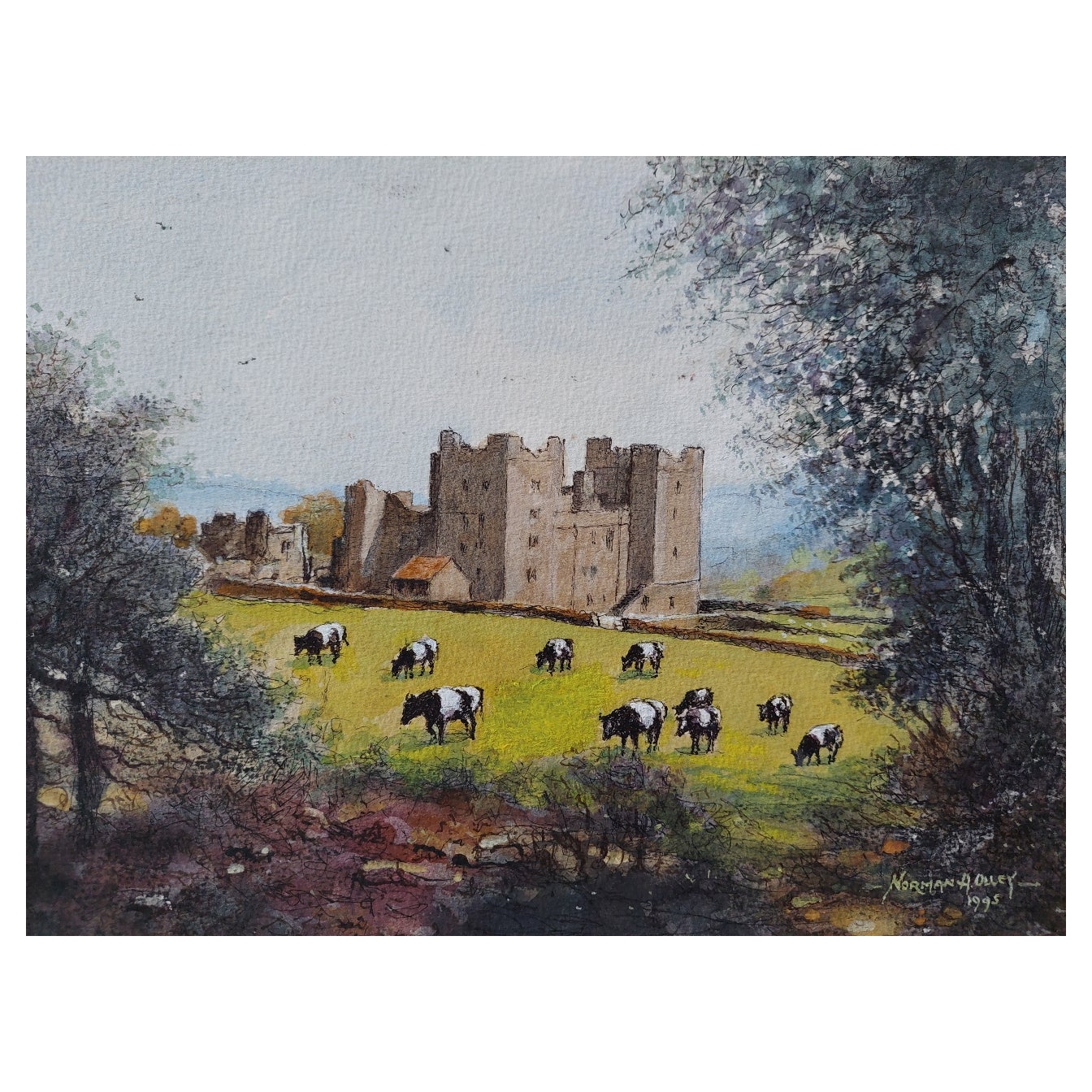 Peinture anglaise traditionnelle du château de Bolton dans le Yorkshire, Angleterre
