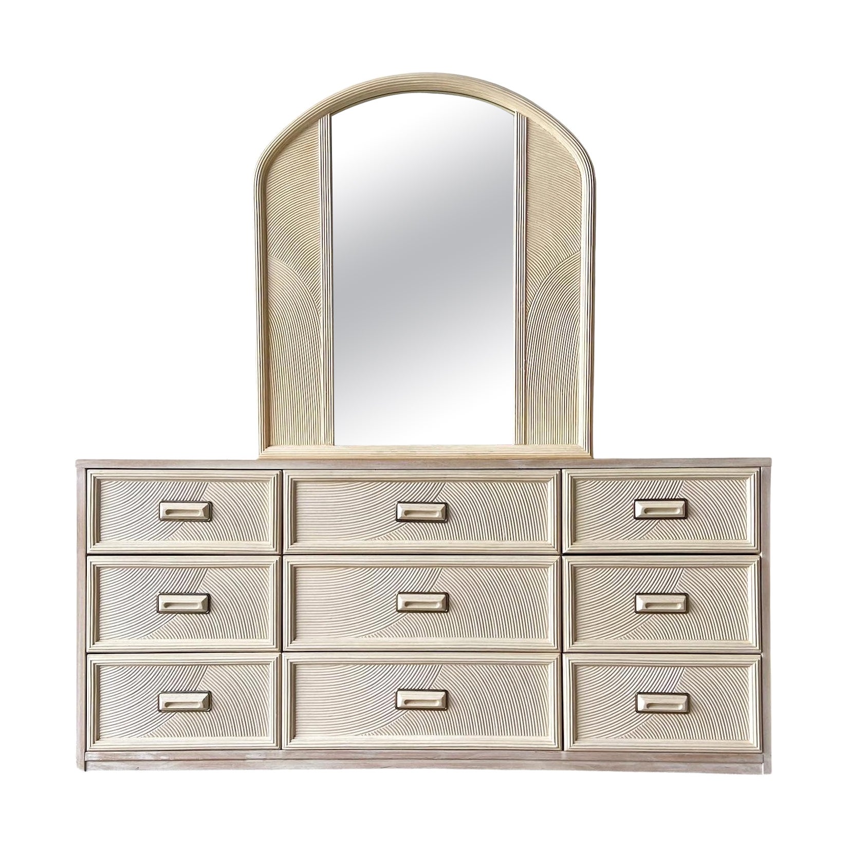 Boho Chic MidCentury Modern Arch Handmade White Washed Pencil Reed