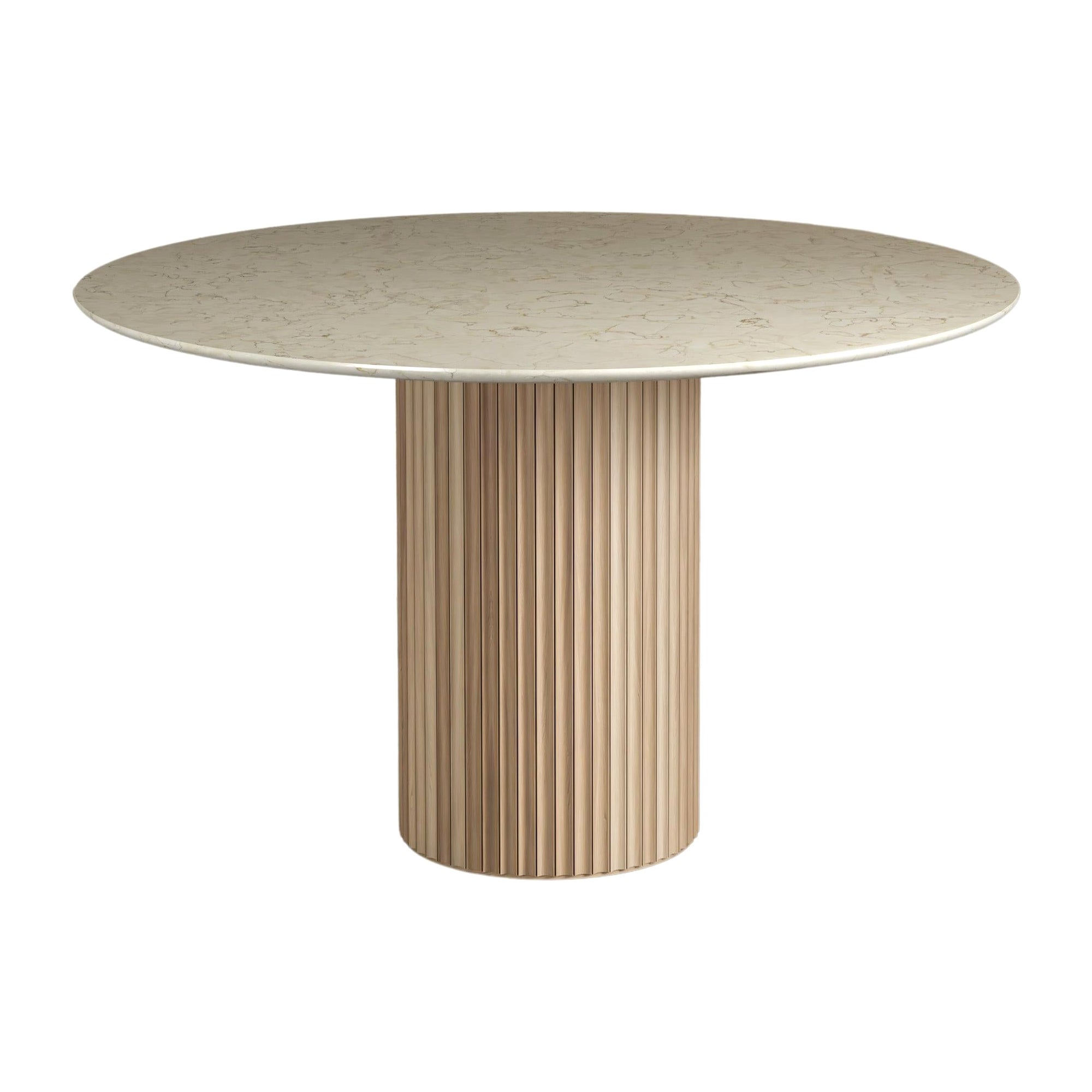 Pilar Round Oak Dining Table by Indo Made For Sale