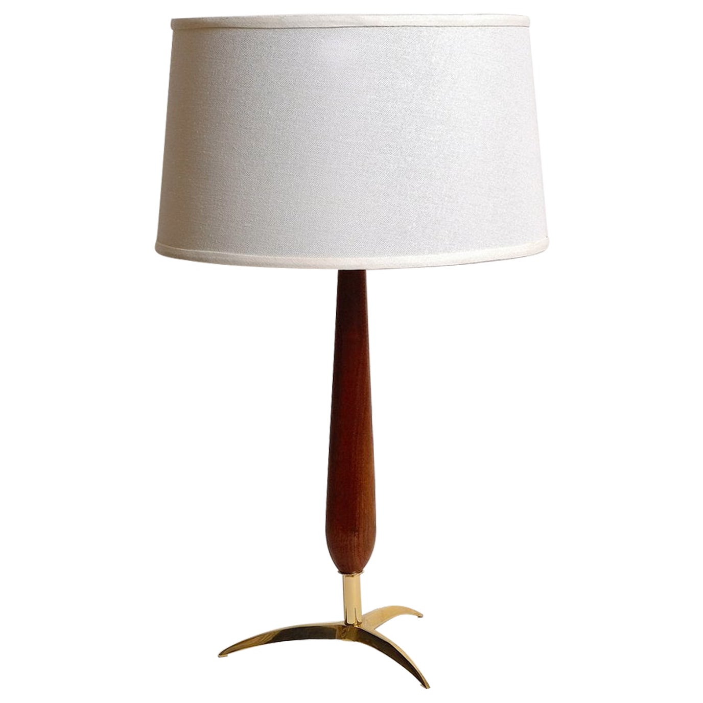 J. T. Kalmar Brass and Rosewood Table Lamp For Sale