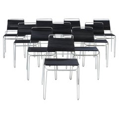 Tom Dixon Chaises de salle à manger en acier et élastique noir, lot de 10