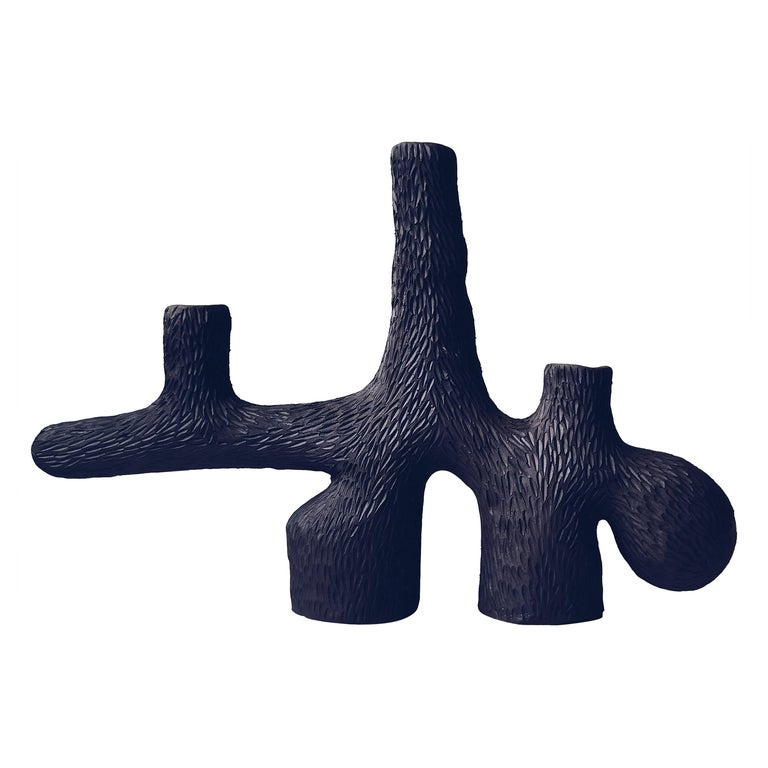 Forest Black Clay Candelabra by Jan Ernst For Sale at 1stDibs