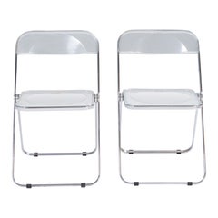 Italian Giancarlo Piretti for Castelli Plia Plastic Dining Chairs, Set of 2