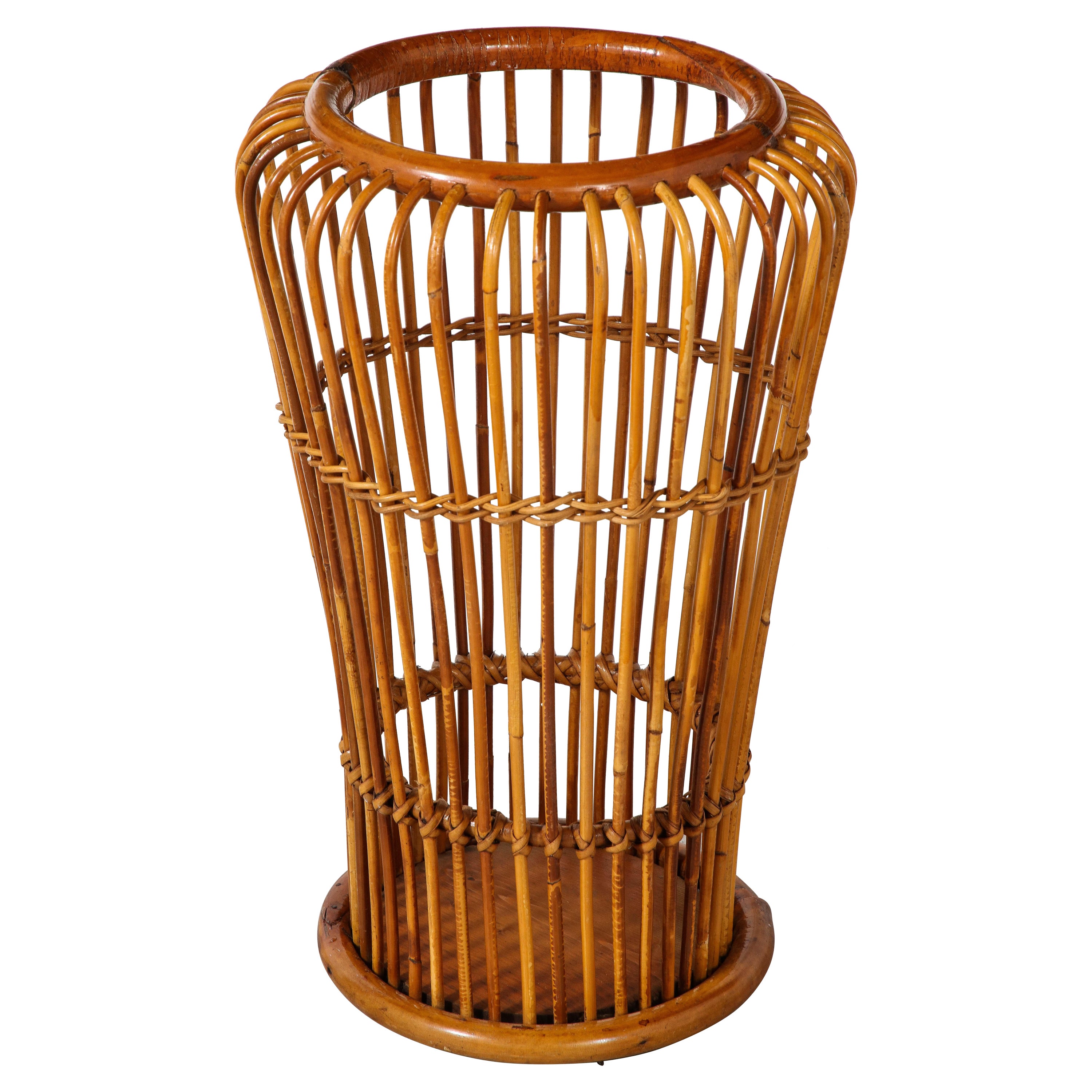 Italian Mid Century Bamboo Umbrella Stand from the Sixties For Sale at