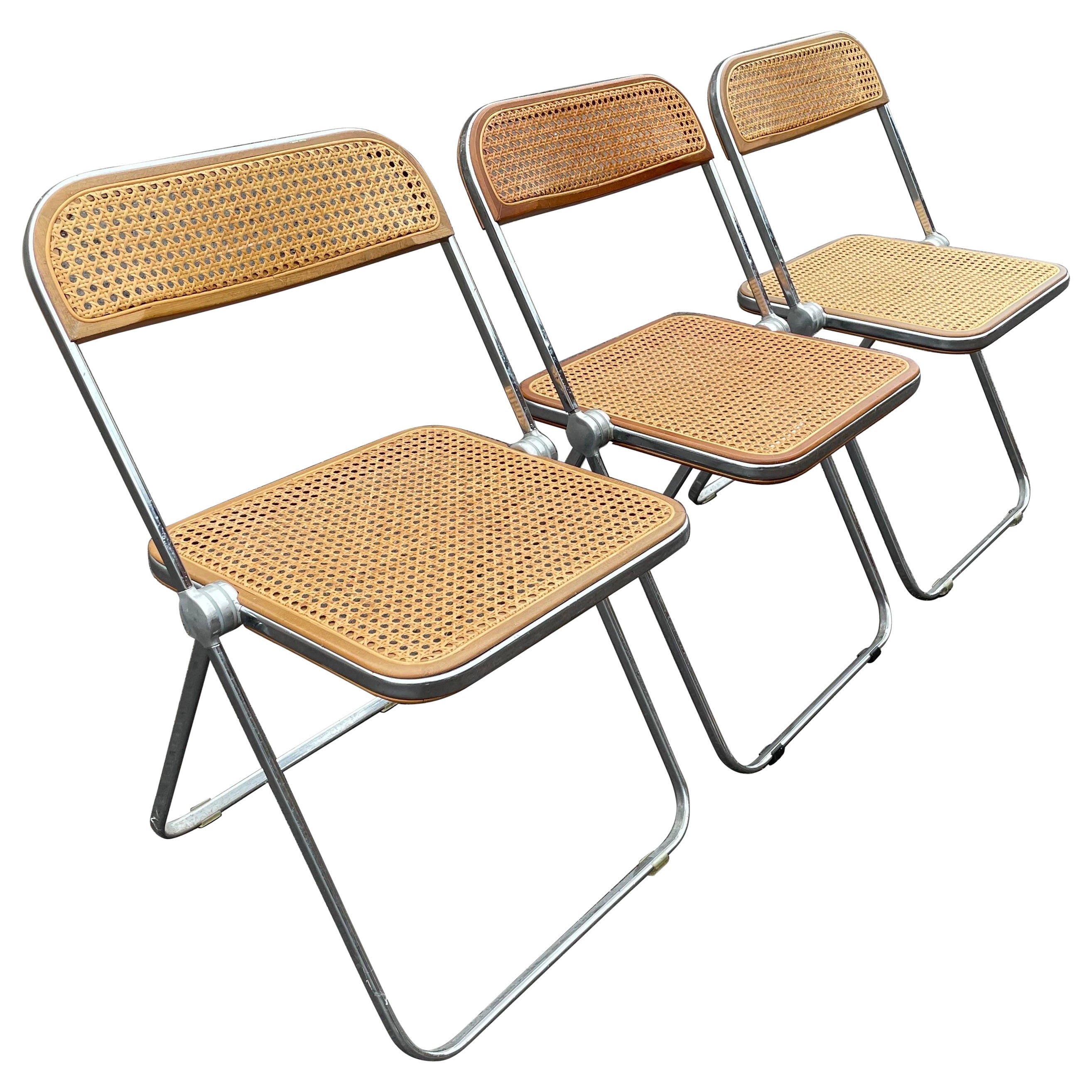 Vintage Plia Cane Folding Chair by Giancarlo Piretti for Castelli, 1960’s For Sale