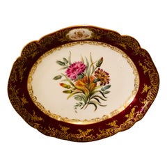 Old Paris Porcelain Oval Bowl Beautifully Painted With Carnations Signed Boyer 