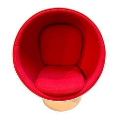 Child’s Eero Aarnio Style Swivel Ball Chair Red and White