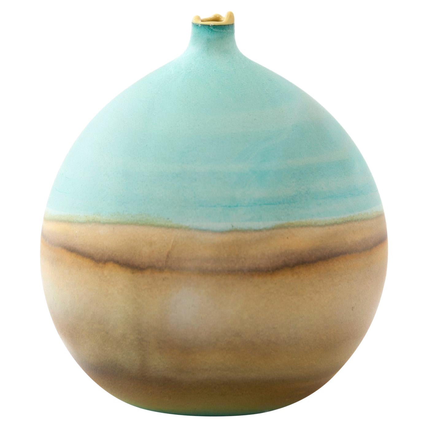 Teal and Ochre Pluto Vase by Elyse Graham For Sale