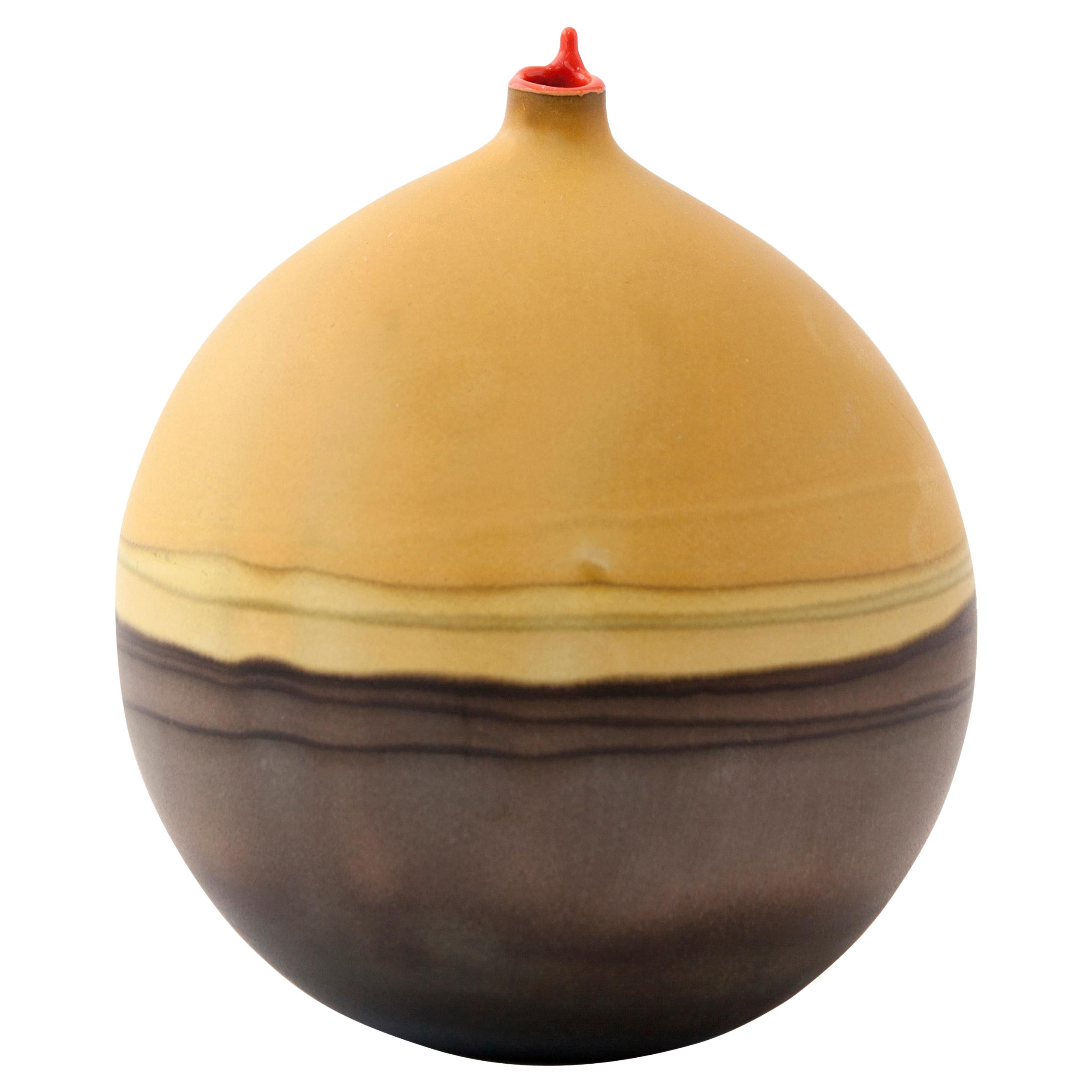 Ochre and Black Pluto Vase by Elyse Graham For Sale