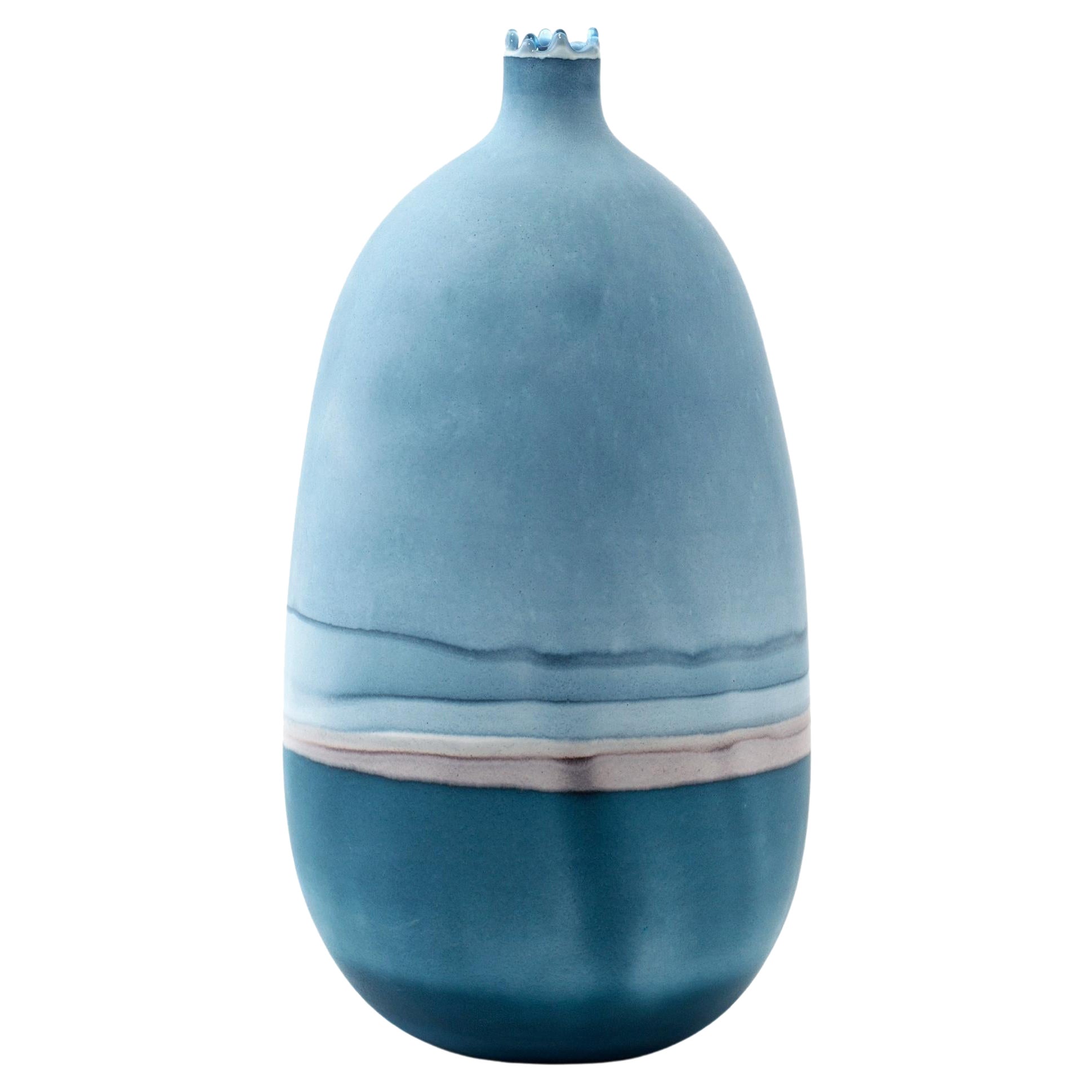 Slate Blue Mercury Vase by Elyse Graham For Sale