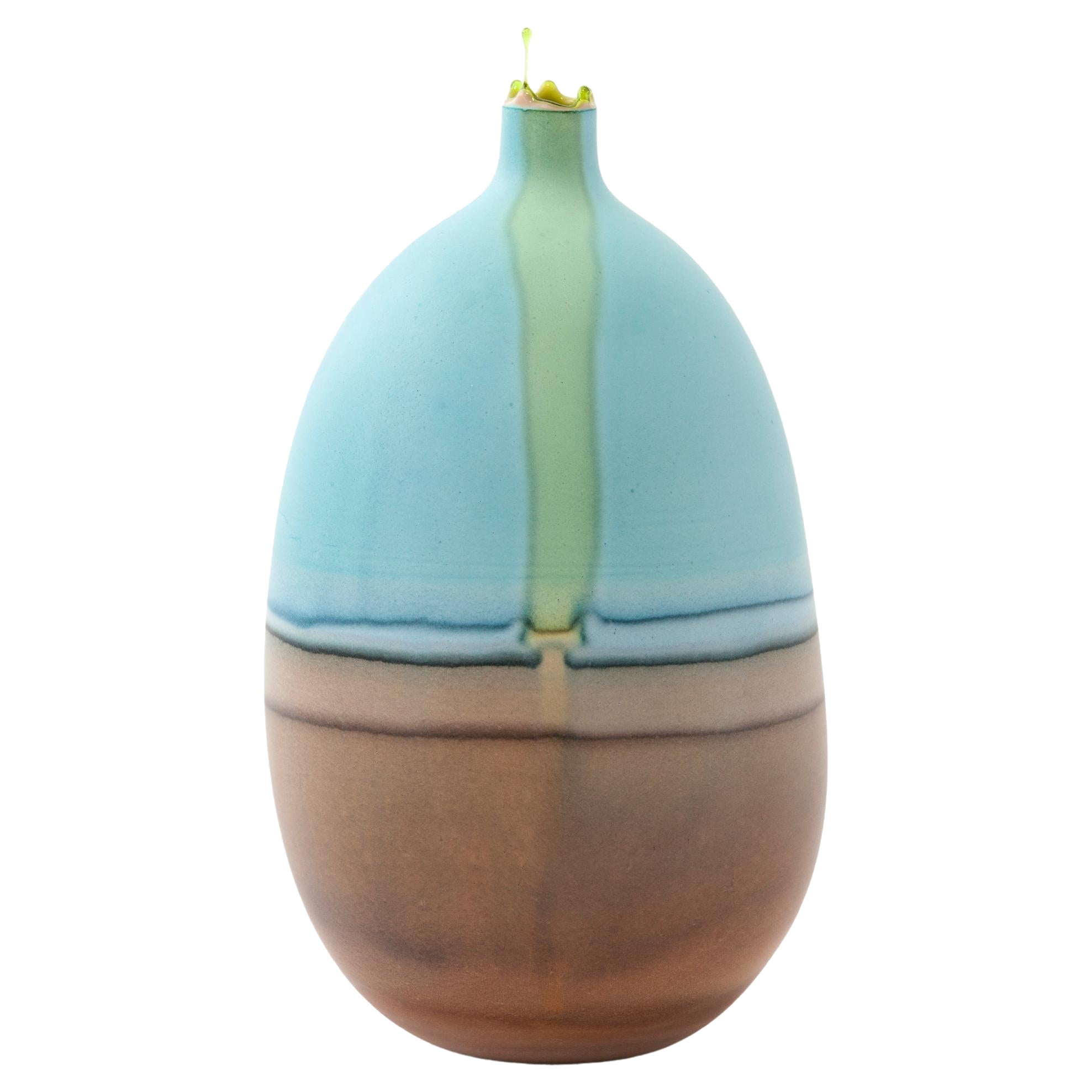 Cyan and Umber Mercury Vase by Elyse Graham