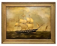Antique 1800’s Original Ship Schooner Oil Painting