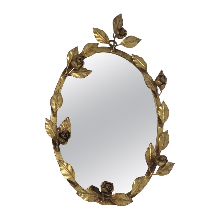 Ancien Miroir De Coiffeuse Français Art Nouveau à Trois Panneaux En Bois Doré Circa 1920