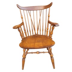 Fauteuil Windsor à dossier en laiton, Nichols & Stone Maple Fiddle Back, années 1960