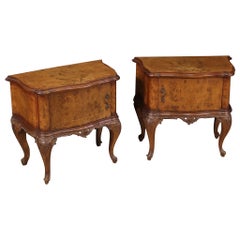 Pair of 20th Century Inlaid Wood Italian Bedside Tables, 1950