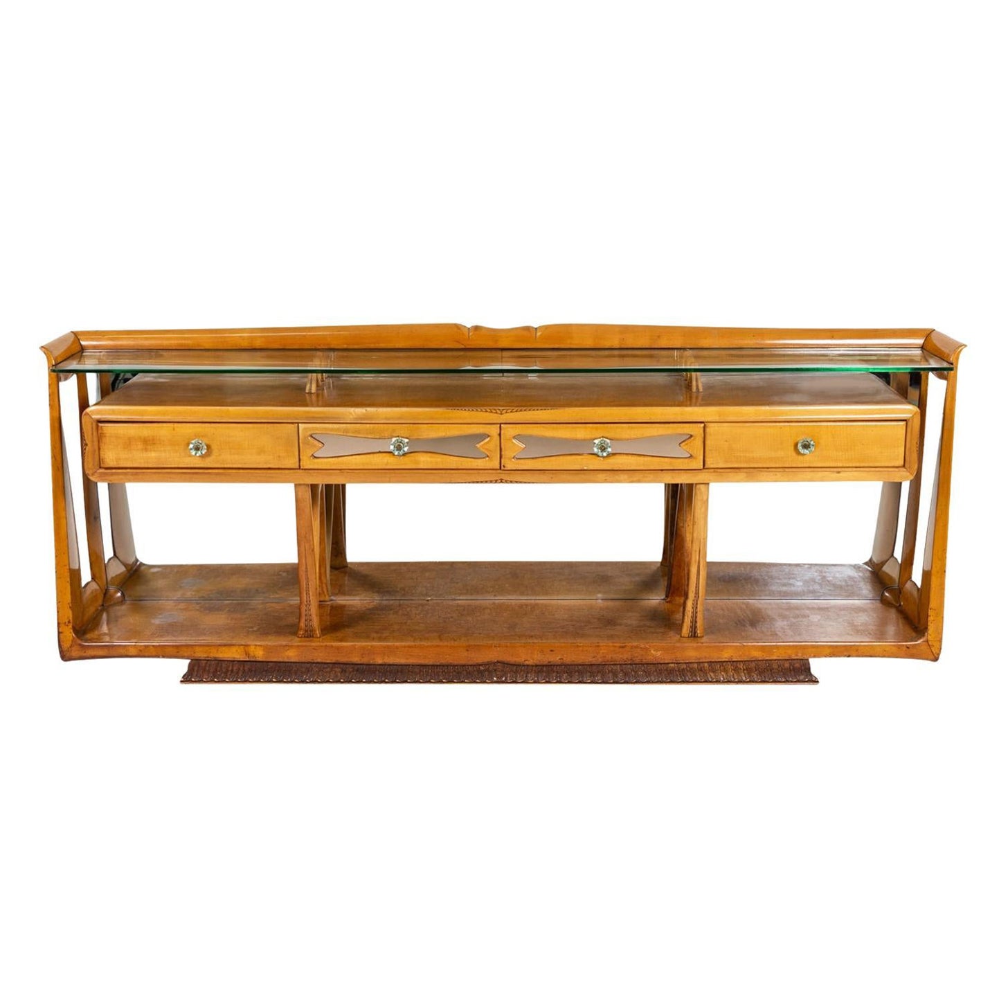 20th Century Italian Modern Maplewood Sideboard - Vintage Walnut Credenza For Sale