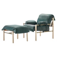 Sling club chair & ottoman in ash