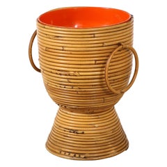 Italian 1950's Bamboo Ice Bucket or Basket /Vase