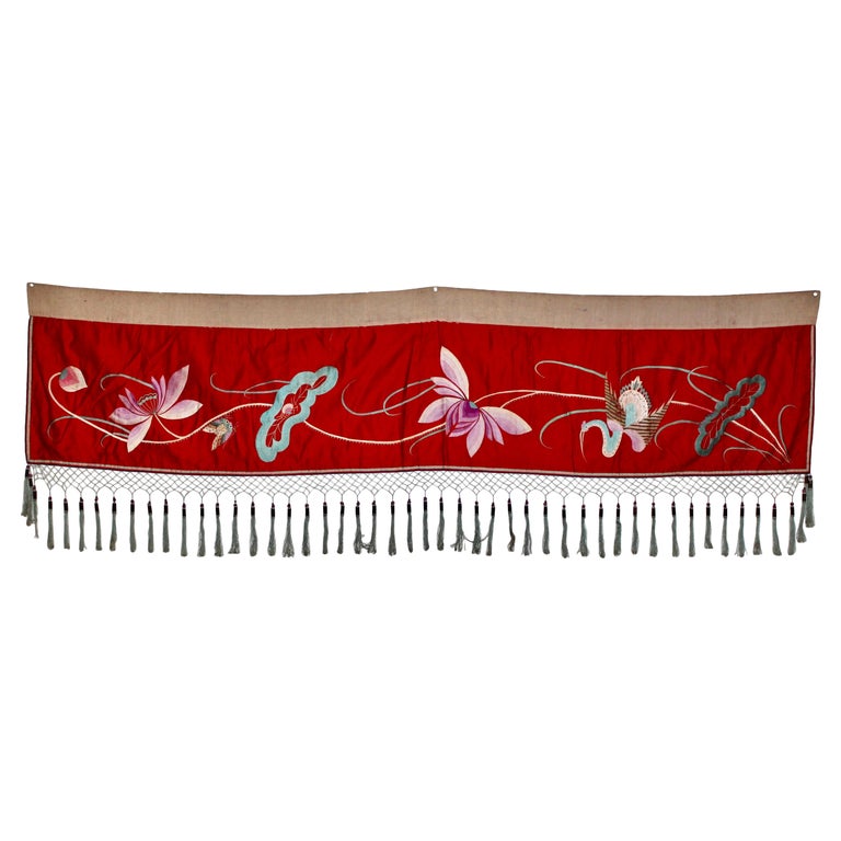 Chinese Pattern Valances Chinese Straits Wedding Embroidered Silk Valence For Sale at 1stDibs