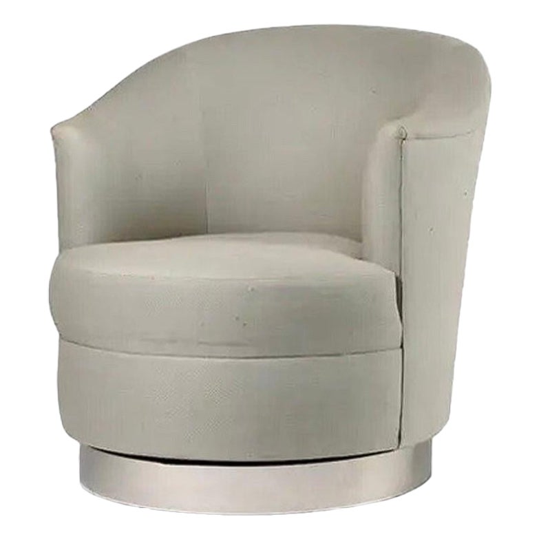 Pair of Barrel Back Swivel Club Chair by Karl Springer For Sale at