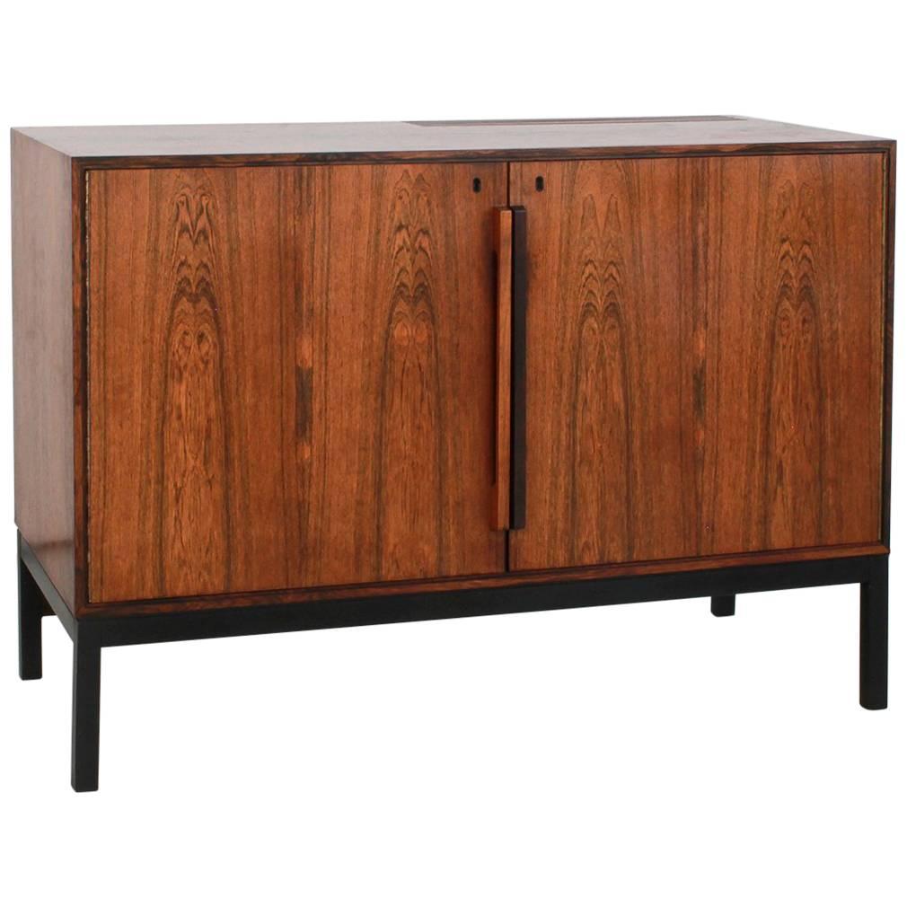 Danish Rosewood Bar Cabinet with Refrigerator by Silkeborg