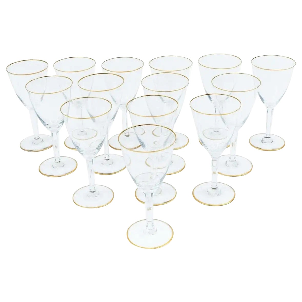 Tall Baccarat Crystal Tableware Wine / Water Service / 12 People