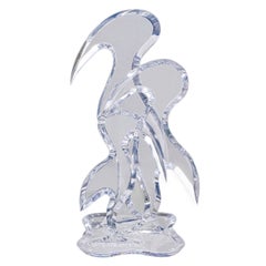 Hivo Van Teal Carved Lucite Translucent Triple Stylized Bird Table Art Sculpture