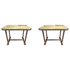 Pair of French Brass and Marble Tables by Jacques Adnet
