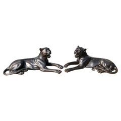 Paire de figurines grandeur nature en bronze de  Panthers