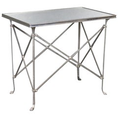 Sophisticated Steel and Mirror French Paw Footed Directoire X Form End Table