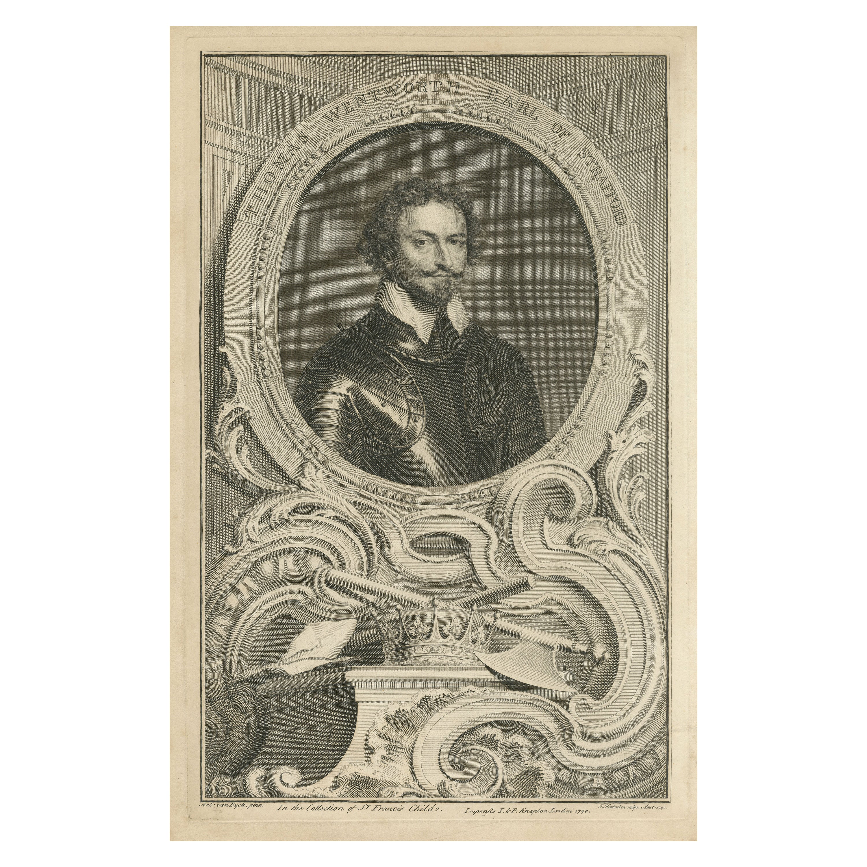 Antique Portrait of Thomas Wentworth, 1st Earl of Strafford 