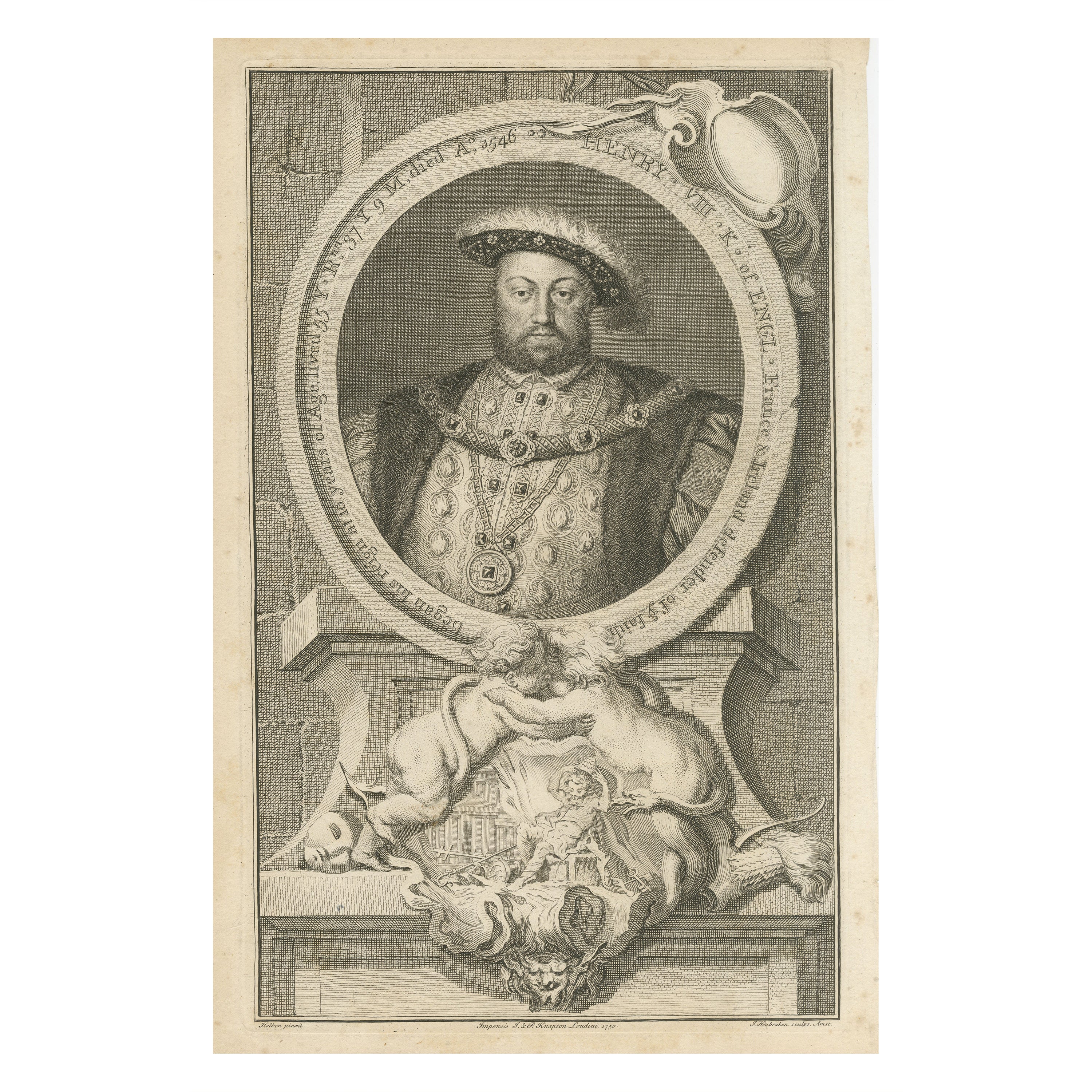 Antique Portrait of Henry VIII, King of England For Sale