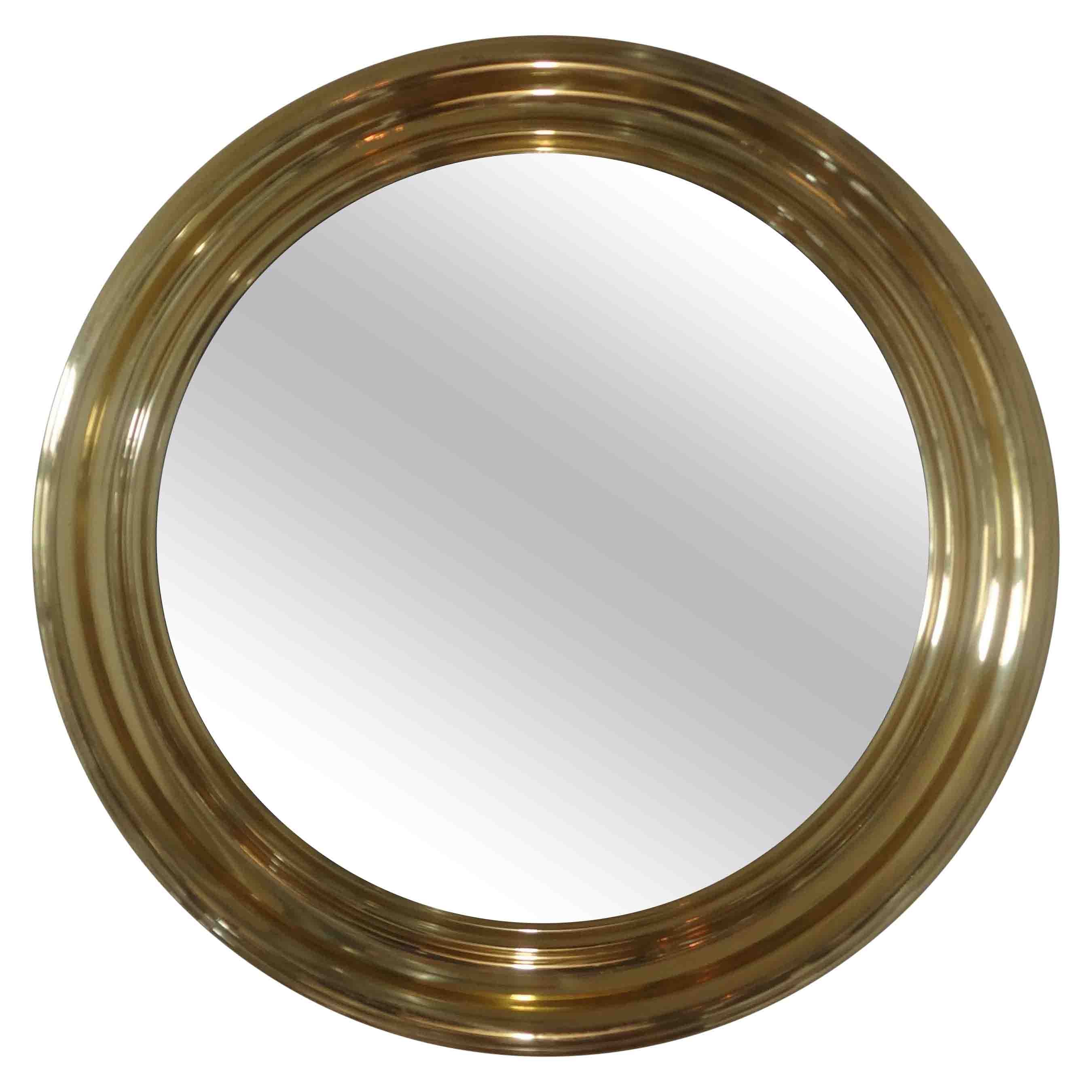Vintage Italian Round Brass Mirror