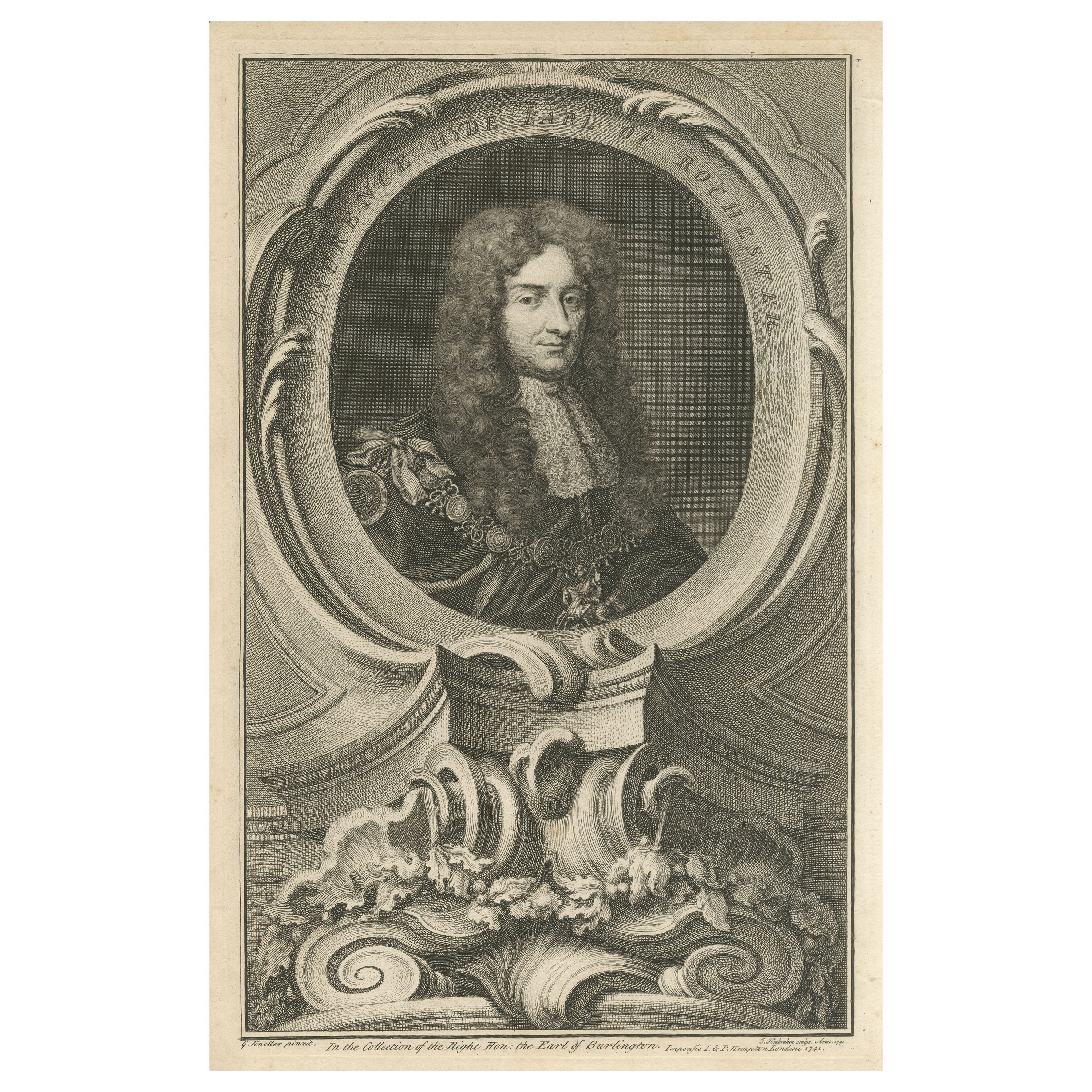 Original Antique Portrait of Laurence Hyde, 1st Earl of Rochester For Sale