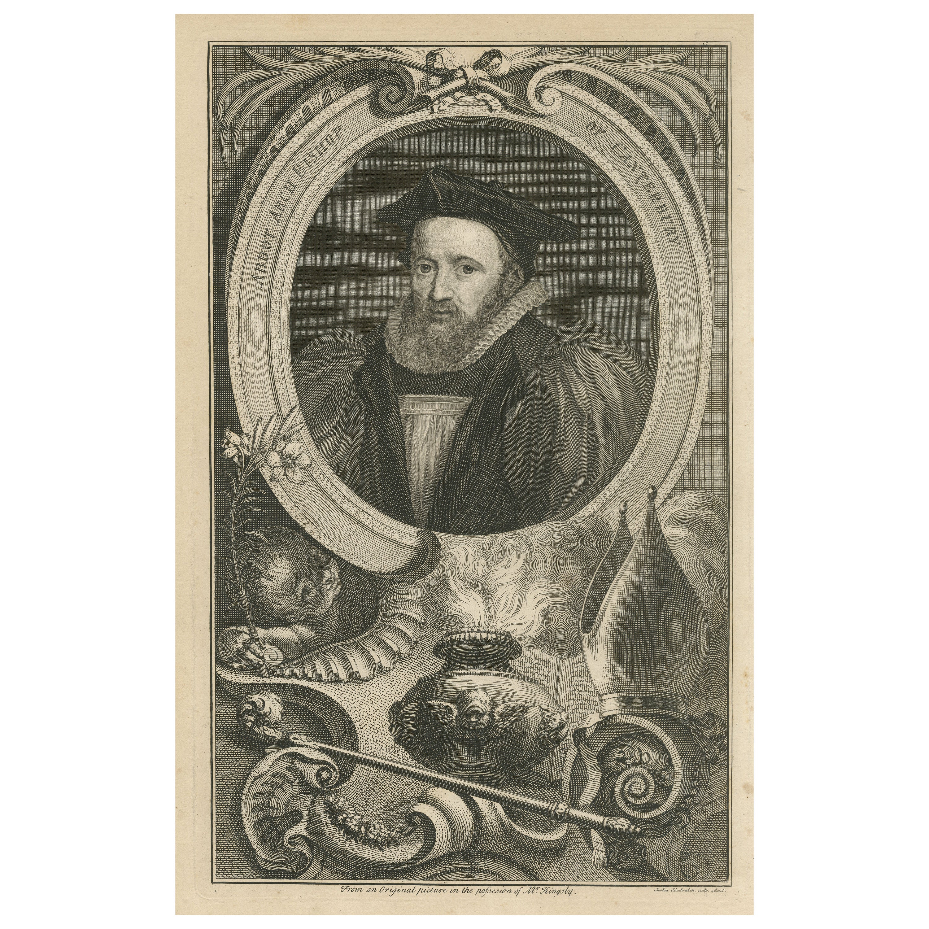 Antique Portrait of George Abbot, Archbishop of Canterbury For Sale