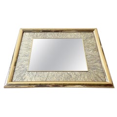 Postmodern Gold and Etched Framed Mirror
