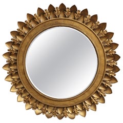 Mid-20th Century, French Gilt Metal Sunburst Mirror