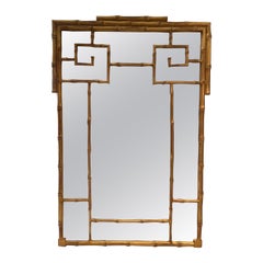 Gilded Chinese Chippendale Style Faux Bamboo Mirror