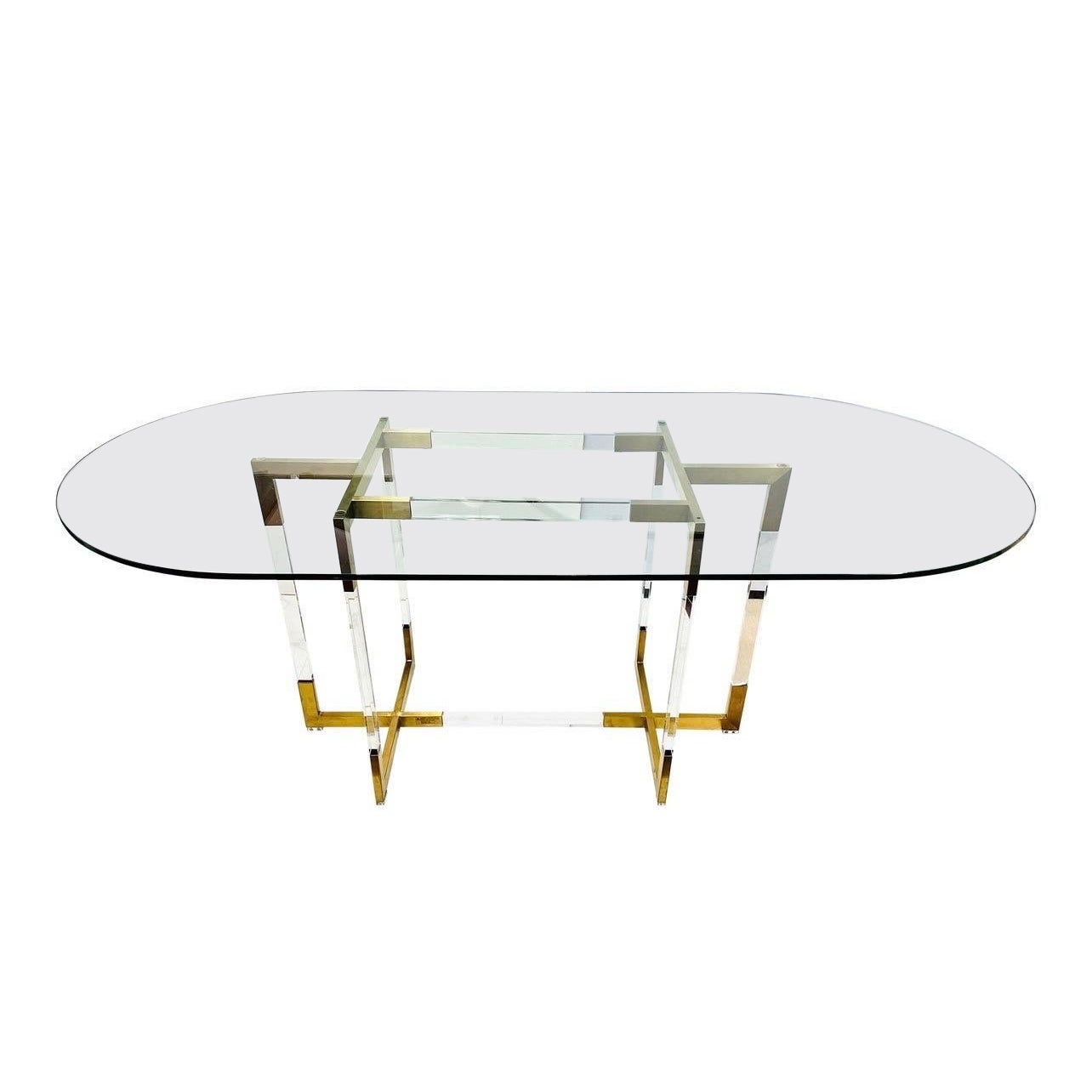 Glass Top Dining Table with Lucite Base at 1stDibs