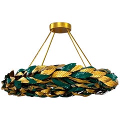 Currey & Company Wrought Iron & Tole “Apollo” Chandelier 51”