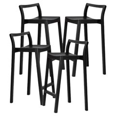 Set of 4, Halikko Stool Backrest, Tall & Black by Made by Choice