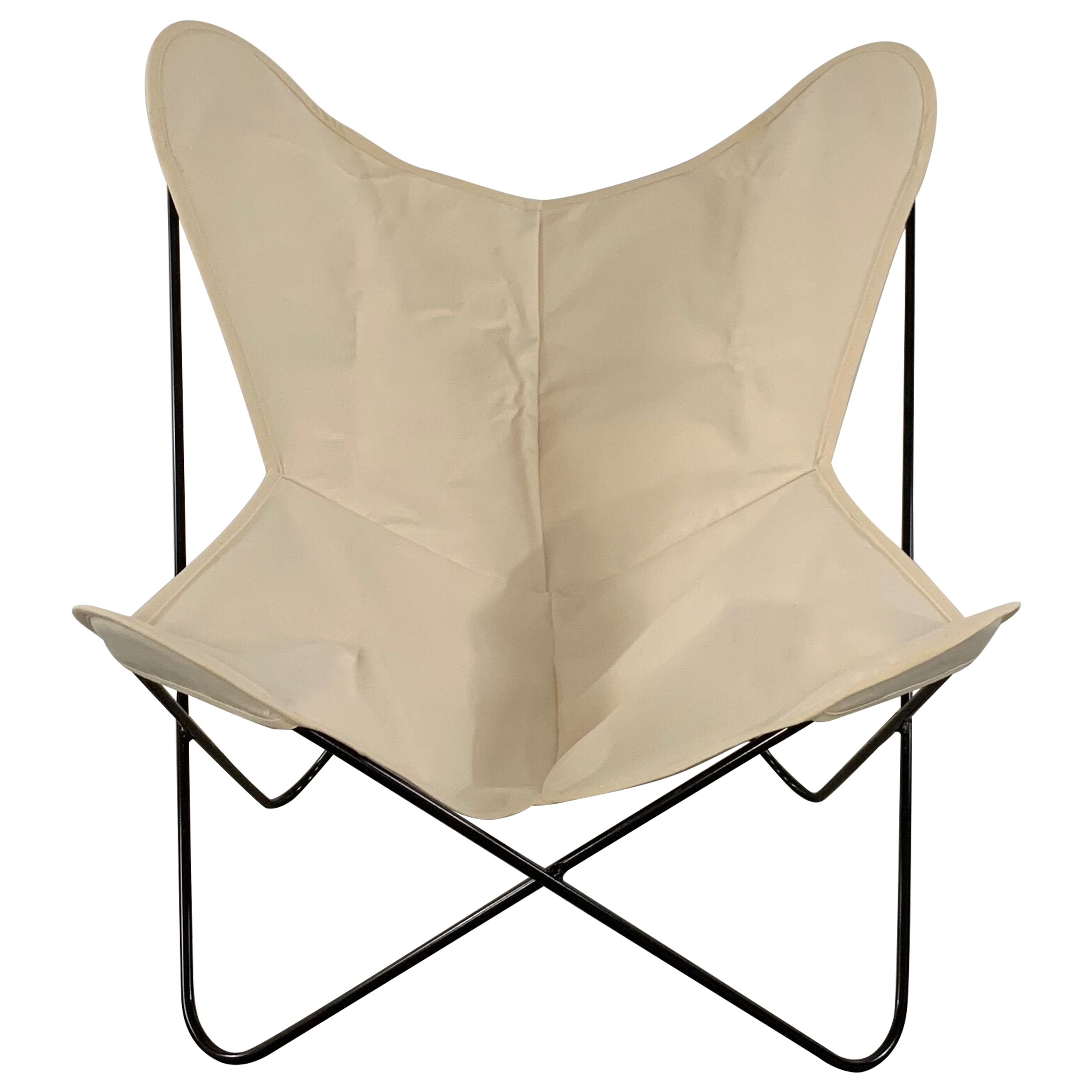 Dead Stock Solid Iron Butterfly Canvas Chairs For Sale