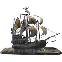 "Heritage" Black Iron Ship Sculpture by Chet Blacketer